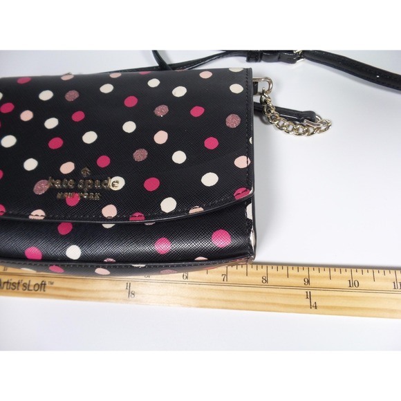 Kate Spade Crossbody Bag Womens Polka Dot Leather Purse Clutch Wallet Strap - Picture 11 of 12